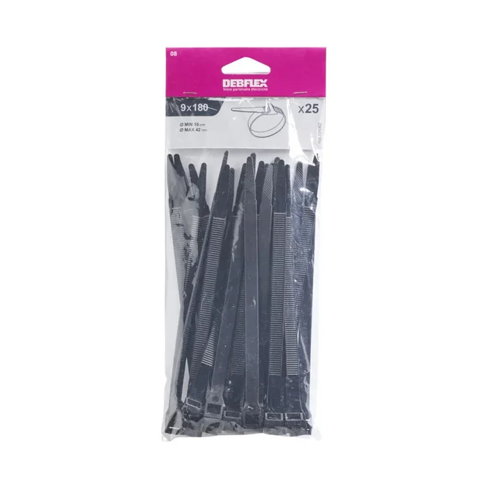 COLLIER AUTOBLOCANT 9X180 MM NOIR SACHET DE 25 – DEBFLEX – 709062