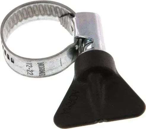 Collier de serrage 9 mm 12 – 22 mm, acier galvanisé (W1) (NORMA) avec poignée à ailettes
