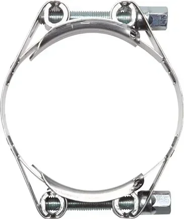 Collier de serrage à boulon articulé en 2 parties, 236 – 256 mm, 1.4016 (W2)