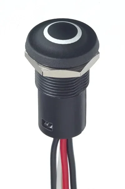 Commutateur à bouton-poussoir lumineux série IX, Momentané lumineux, LED Rouge/Vert, Montage panneau