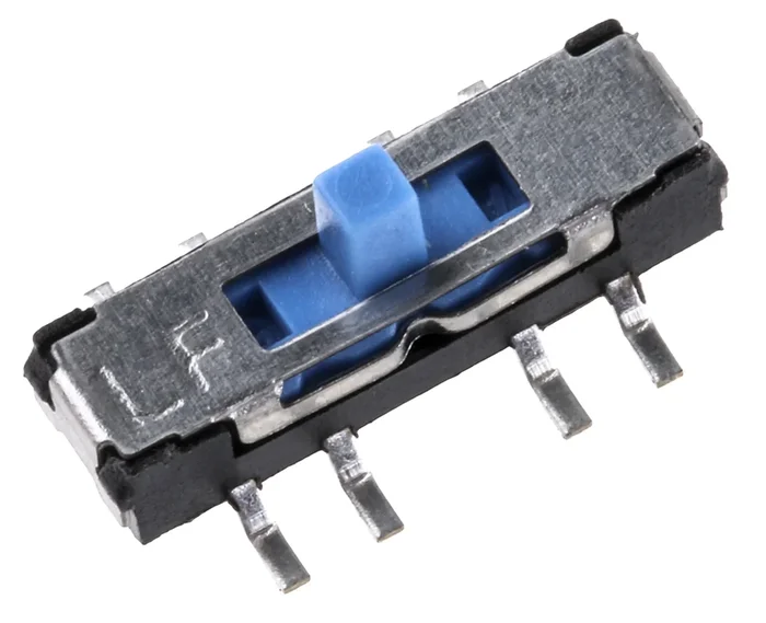 Commutateur à glissière, DPST, On-On-On, 0,3 A, montage Circuit imprimé