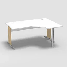 Compact asymétrique 90° Forstyl L.160 x P. 120 x Retour 60 cm à droite décor blanc neige piétements L décor chêne clair
