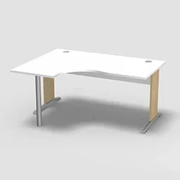 Compact asymétrique 90° Forstyl L.160 x P. 120 x Retour 60 cm à gauche décor blanc neige piétements L décor chêne clair