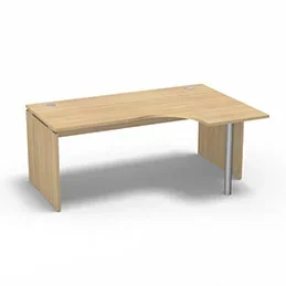 Compact asymétrique 90° Forstyl L.180 x P. 120 x Retour 60 cm à droite décor chêne clair piétements panneau décor chêne clair