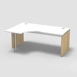 Compact asymétrique 90° Forstyl L.180 x P. 120 x Retour 60 cm à gauche décor blanc neige piétements panneau décor chêne clair