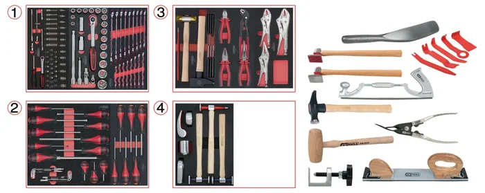 Composition d&rsquo;outils pour la carrosserie, 166 pièces KS TOOLS – 714.0154