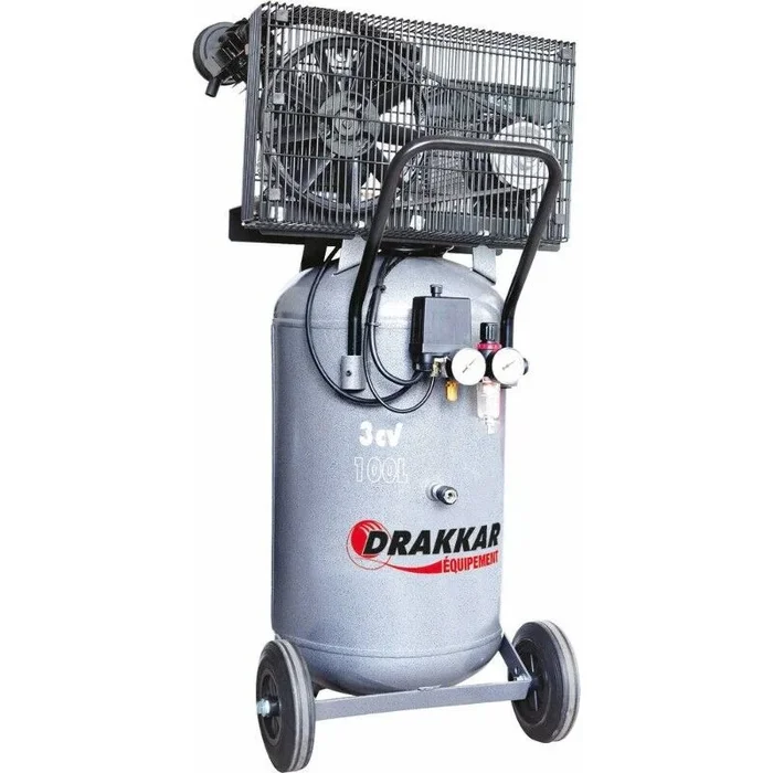 Compresseur à courroie vertical 100L 3CV tête en V 230V DRAKKAR EQUIPEMENT – 11215