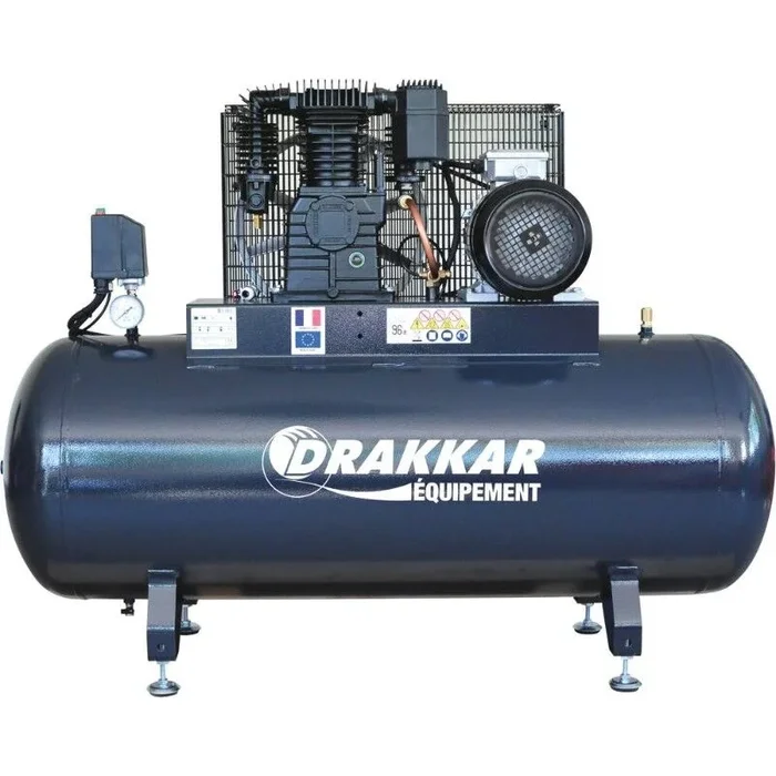 Compresseur fixe à courroie 270L 5,5CV tête bi étagé 400V DRAKKAR EQUIPEMENT – 11255
