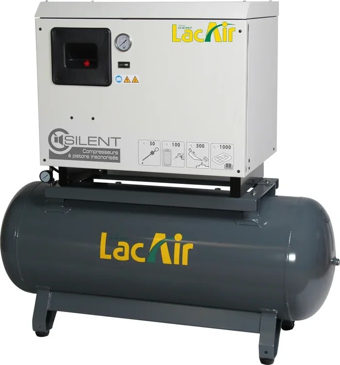Compresseur silencieux 5,5 cv 10 bar 35,9 m³/h LACME Silent c36/270 d bicylindre en ligne biétagé – 464805