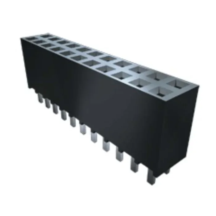 Connecteur femelle pour CI, 10 contacts, 2 rangées, 2.54mm, Traversant, Angle droit