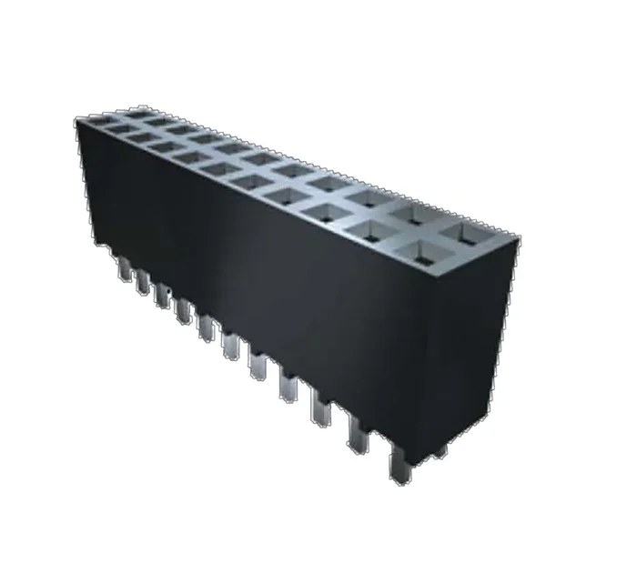 Connecteur femelle pour CI, 100 contacts, 2 rangées, 2.54mm, Traversant, Droit