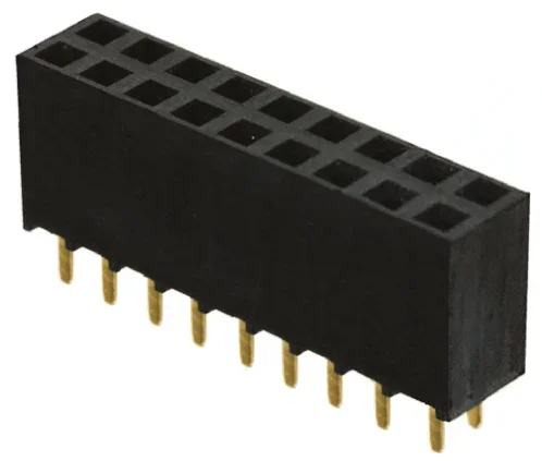 Connecteur femelle pour CI, 18 contacts, 2 rangées, 2.54mm, Traversant, Droit