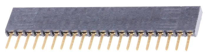 Connecteur femelle pour CI, 20 contacts, 1 rangée, 2.54mm, Traversant, Droit
