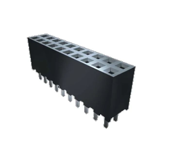 Connecteur femelle pour CI, 50 contacts, 2 rangées, 2mm, Droit