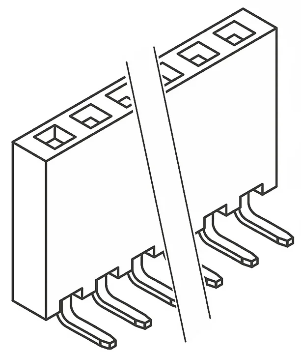 Connecteur femelle pour CI, 9 contacts, 1 rangée, 2.54mm, Traversant, Angle droit