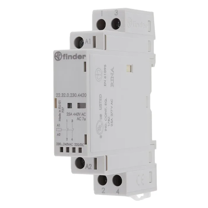Contacteur Finder série 22, 2 pôles , 2NC, 25 A, 240 V c.a.
