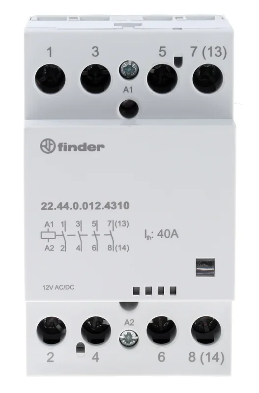 Contacteur Finder série 22, 4 pôles , 40 A, 12 V c.a./c.c.