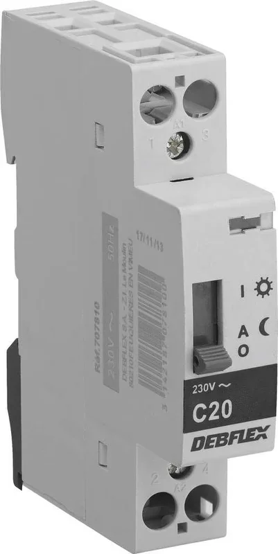 Contacteur jour-nuit 20A modulaire pour tableau électrique – Gris – 3300