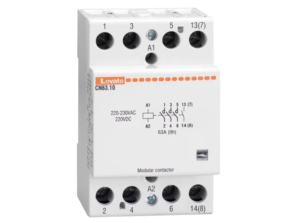 Contacteur Lovato série CN63, 4 pôles , 3 NO + 1 NF, 63 A, 230 V c.a., 15 kW