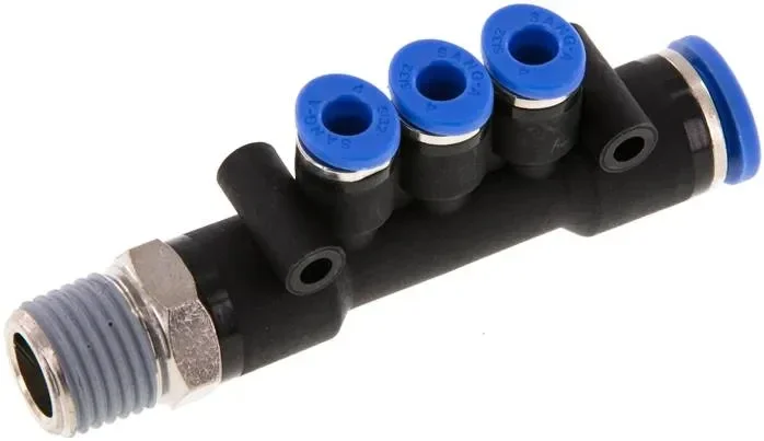Convertisseur multiple à connectique. R 1/4″-8mm-4mm, standard IQS3 sorties