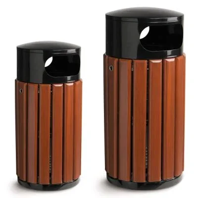 Corbeille extérieure Rossignol ronde en bois – 60l