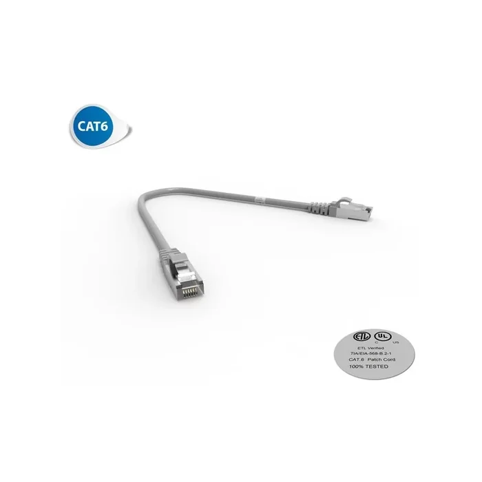 Cordon RJ45 0,3m Gris – CAT6 surmoulé FUTP 100Ω LSOH