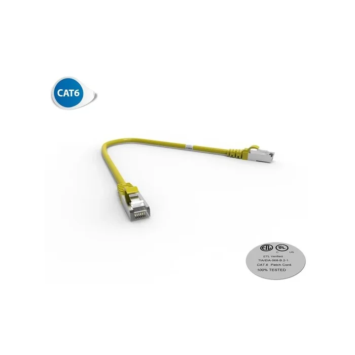 Cordon RJ45 0,3m Jaune – CAT6 surmoulé FUTP 100Ω LSOH