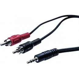 Cordon stéreo Jack 3.5 mm vers 2 x RCAM noir – 1,80 m