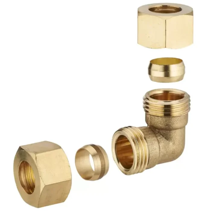 Coude 90° bicone egal laiton pour tube cuivre