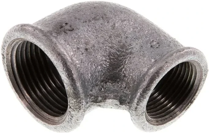 coude 90° Rp 1″-Rp 3/4″, fonte malléable galvanisée