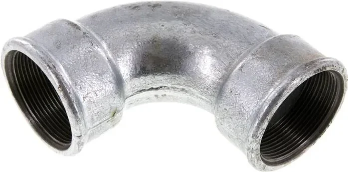coude à 90° Rp 2&Prime; (FF), court type 2a/D1, fonte malléable galvanisée