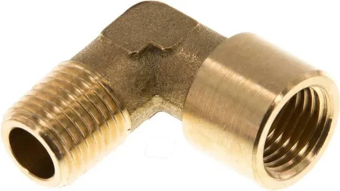 coude à visser à 90° G 1/4″(FF)-R 1/4″(MF), laiton