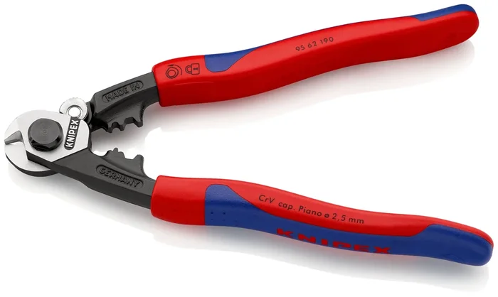 Coupe-cables acier 190mm ø2,5-4-5-7mm KNIPEX – 95 62 190 SB