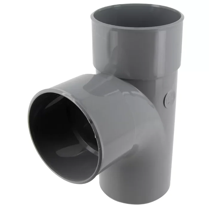 Culotte coudee a 87°30 male-femelle en PVC gris a coller pour evacuation d’eau