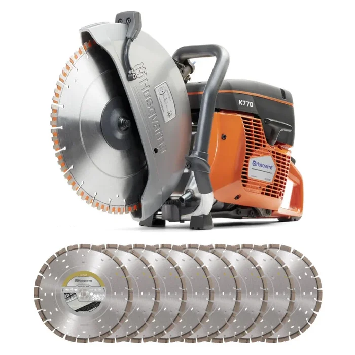 DECOUPEUSE THERMIQUE K770 + LOT 8 DISQUES HUSQVARNA Ø300 MM 12&prime; 967808501
