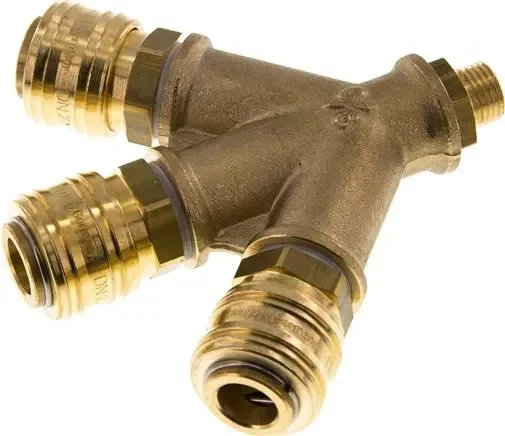 Dérivateur d&rsquo;air à 3 voies avec raccords rapides, G 1/4&Prime; (filetage mâle)