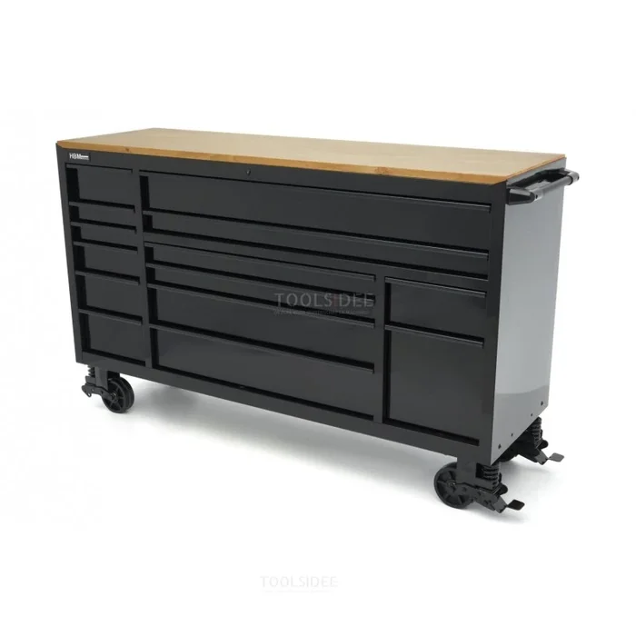 desserte à outils hbm, 14 tiroirs, 182 cm, noir