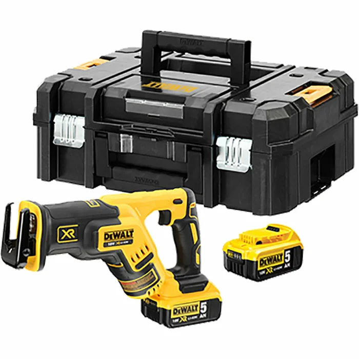 DeWALT DCS367P2 Scie sabre à batteries 18V Li-Ion (2x batterie 5.0Ah) dans TSTAK – moteur sans charbon