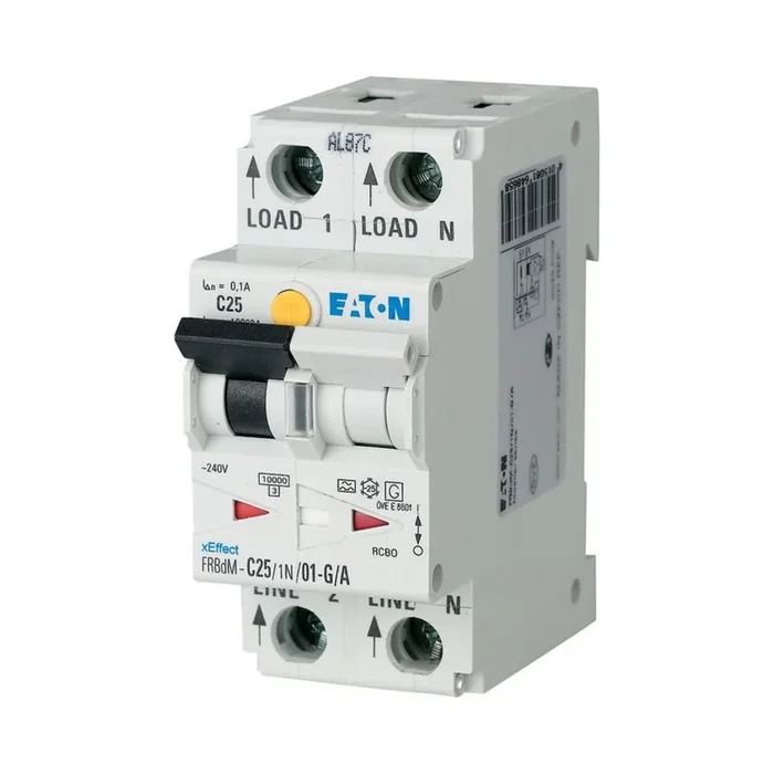 Disjoncteur différentiel magnéto-thermique Eaton 10A 2P, sensibilité 100mA Type A, Type C