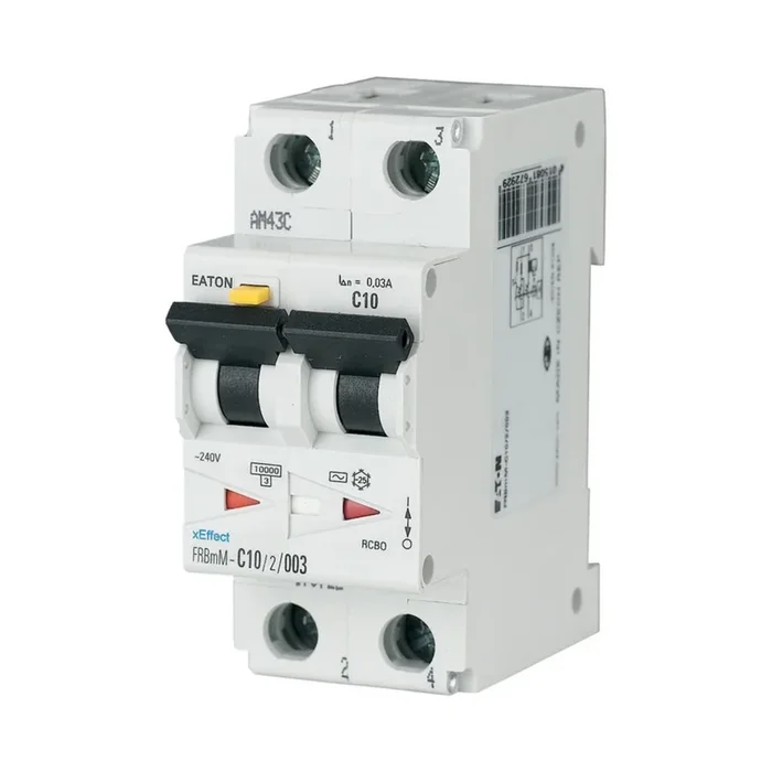 Disjoncteur différentiel magnéto-thermique Eaton 25A 2P, sensibilité 100mA Type A, Type C