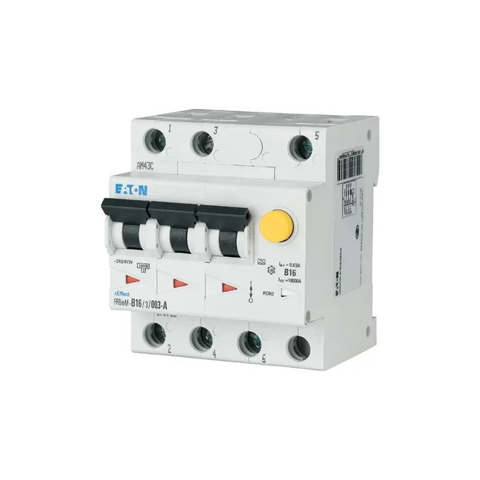 Disjoncteur différentiel magnéto-thermique Eaton 25A 3P, sensibilité 30mA Type A, Type C