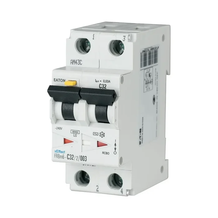 Disjoncteur différentiel magnéto-thermique Eaton 40A 2P, sensibilité 30mA Type A, Type C