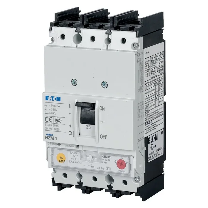 Disjoncteur Eaton Eaton Moeller NZM 3 pôles, 40A, pouvoir de coupure 18,5 kA, montage fixe