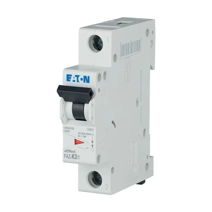 Disjoncteur Eaton FAZ 1P, 3A, pouvoir de coupure 10 kA