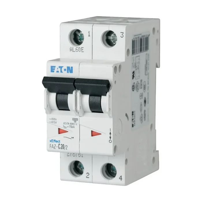 Disjoncteur Eaton FAZ 2P, 1.5A, pouvoir de coupure 10 kA