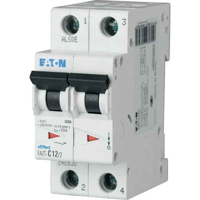 Disjoncteur Eaton FAZ 2P, 12A, pouvoir de coupure 15 kA