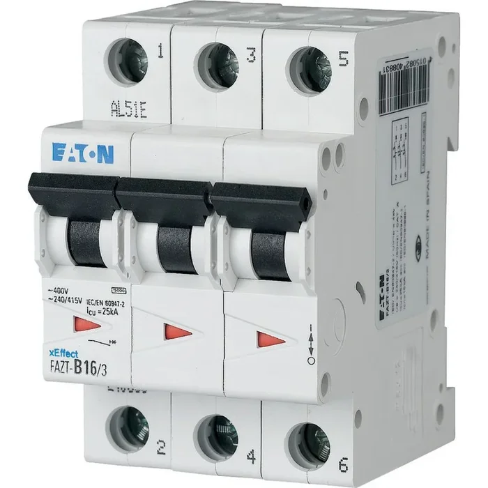 Disjoncteur Eaton FAZ 3P, 10A, pouvoir de coupure 25 kA