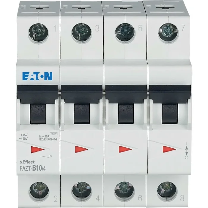 Disjoncteur Eaton FAZ 4P, 10A, pouvoir de coupure 7,5 kA
