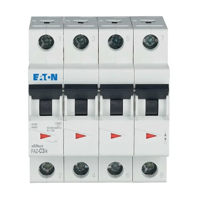 Disjoncteur Eaton FAZ 4P, 3A, pouvoir de coupure 10 kA