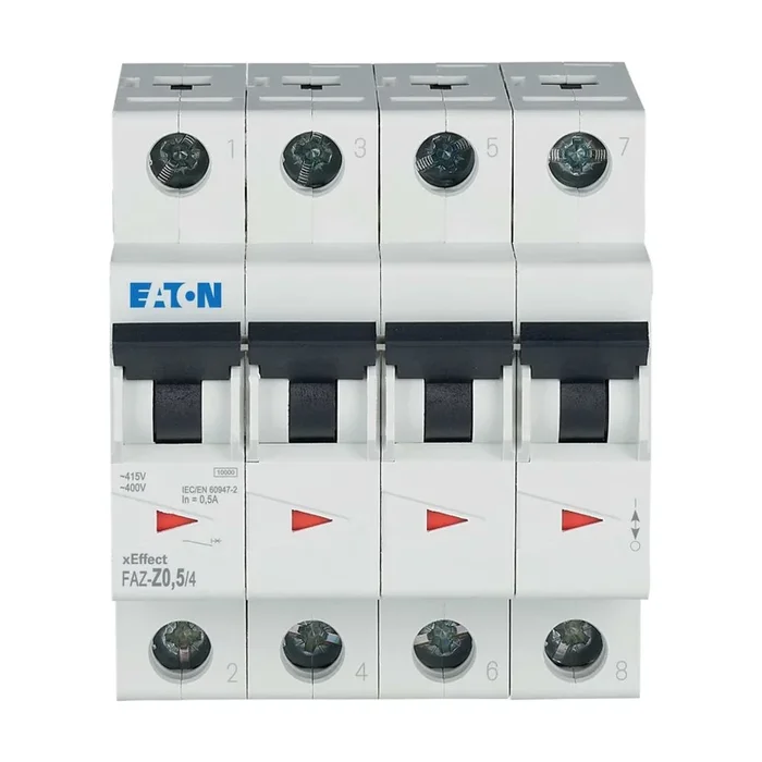 Disjoncteur Eaton FAZ 4P, 500mA, pouvoir de coupure 10 kA
